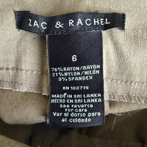 Zac & Rachel tan flat front khaki cropped stretchy pull on pants women's size 6 - Picture 6 of 6